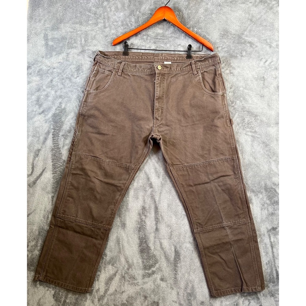 Key Double Knee Carpenter Pants Mens 42x30 Brown Heavyweight Canvas